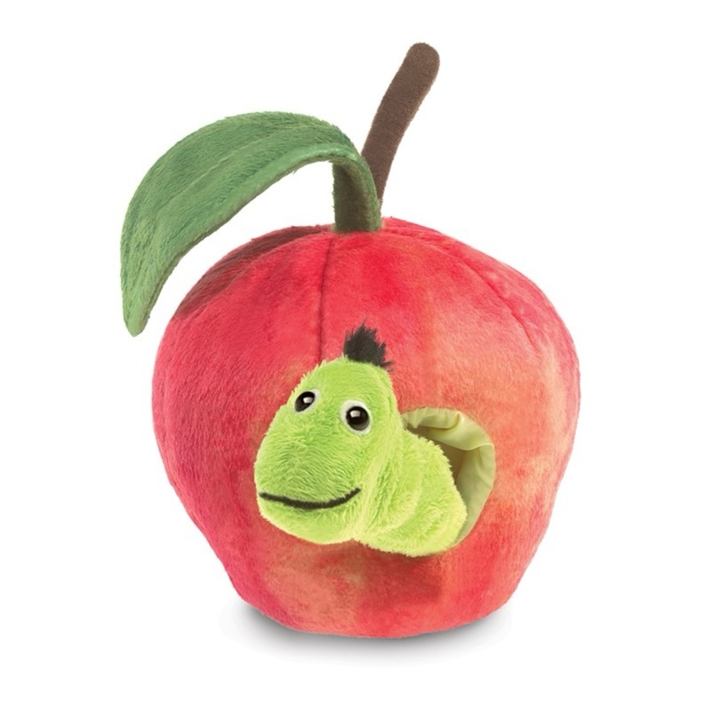 Folkmanis Worm in Apple Puppet with Storybook Tag, “Teacher’s Pet” 🍎🐛❤️ NWT✨